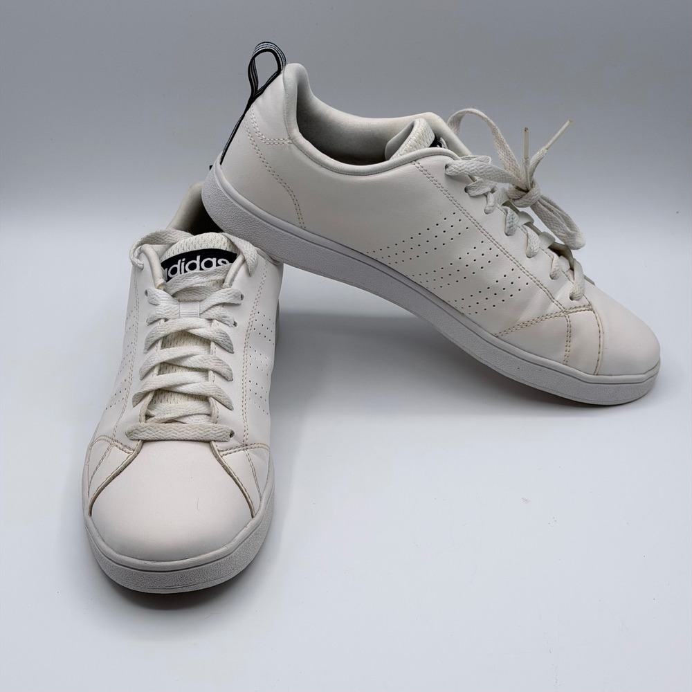 Adidas Advantage Clean VS Men's 9 White Navy Leather Casual Sneakers F99252
